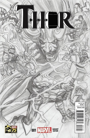 Thor no. 1 Alex Ross  Sketch Variant Thor #1 (Alex Ross 75th Anniversary 1:300 Sketch Variant Cover Edition)